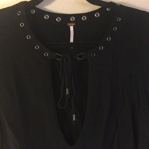 Free People Peasant Blouse Black Size Medium - Picture 2 of 5